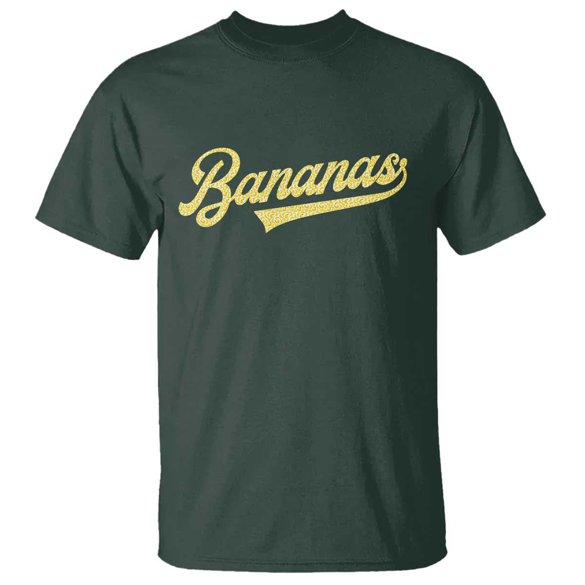 Funny Banana Pattern Typography T Shirt Retro Throwback Fruit Lover TS12 Dark Forest Green Print Your Wear