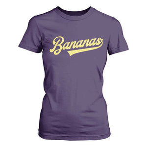 Funny Banana Pattern Typography T Shirt For Women Retro Throwback Fruit Lover TS12 Purple Print Your Wear