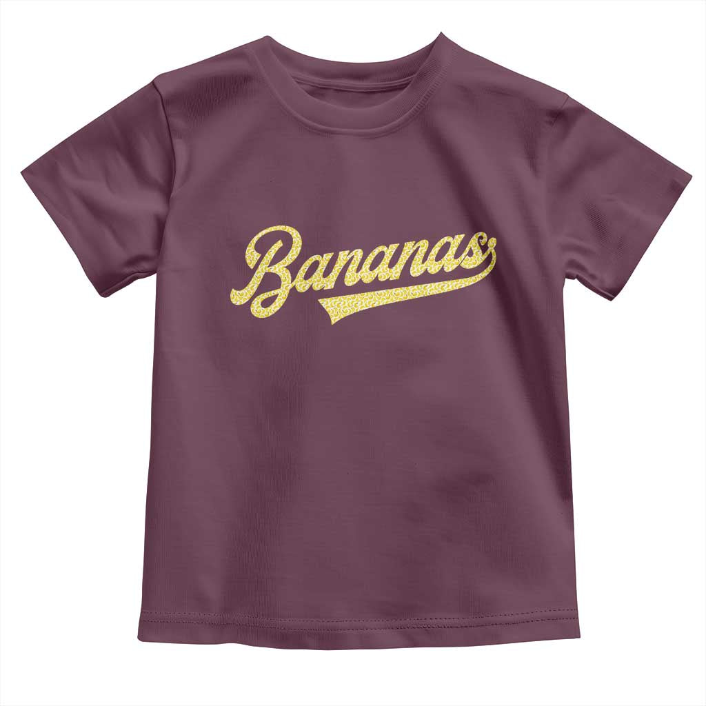Funny Banana Pattern Typography Toddler T Shirt Retro Throwback Fruit Lover TS12 Maroon Print Your Wear