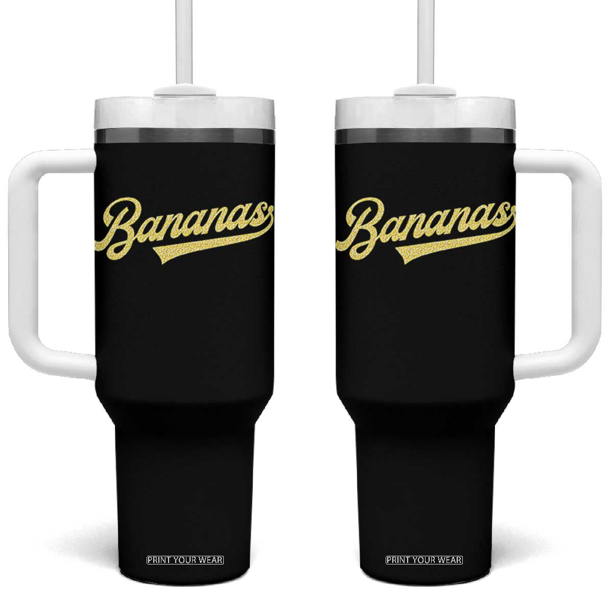 Funny Banana Pattern Typography Tumbler With Handle Retro Throwback Fruit Lover TS12 One Size: 40 oz Black Print Your Wear