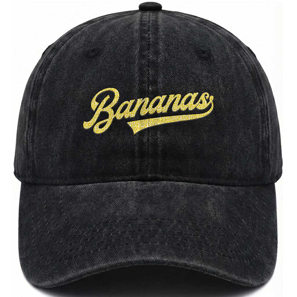 Funny Banana Pattern Typography Washed Cotton Baseball Cap Retro Throwback Fruit Lover TS12 Print Your Wear