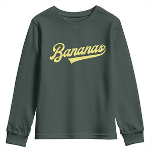 Funny Banana Pattern Typography Youth Sweatshirt Retro Throwback Fruit Lover TS12 Dark Forest Green Print Your Wear