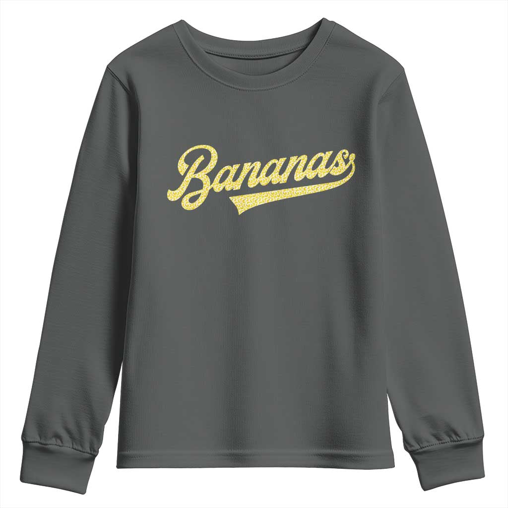 Funny Banana Pattern Typography Youth Sweatshirt Retro Throwback Fruit Lover TS12 Dark Heather Print Your Wear
