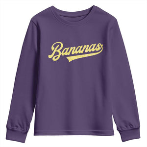 Funny Banana Pattern Typography Youth Sweatshirt Retro Throwback Fruit Lover TS12 Purple Print Your Wear