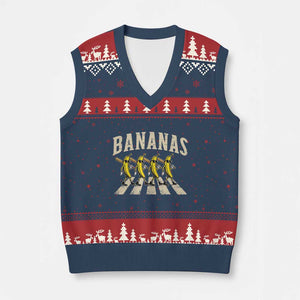 Retro Bananas Parody V-Neck Knit Sweater Vest Funny Baseball Player Gift TS12 Navy Red Print Your Wear