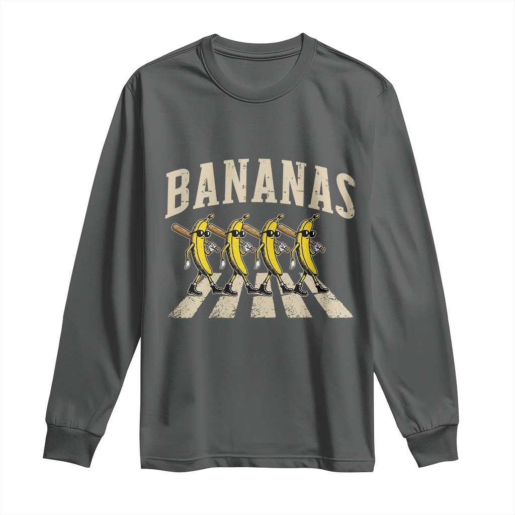Retro Bananas Parody Long Sleeve Shirt Funny Baseball Player Gift TS12 Dark Heather Print Your Wear