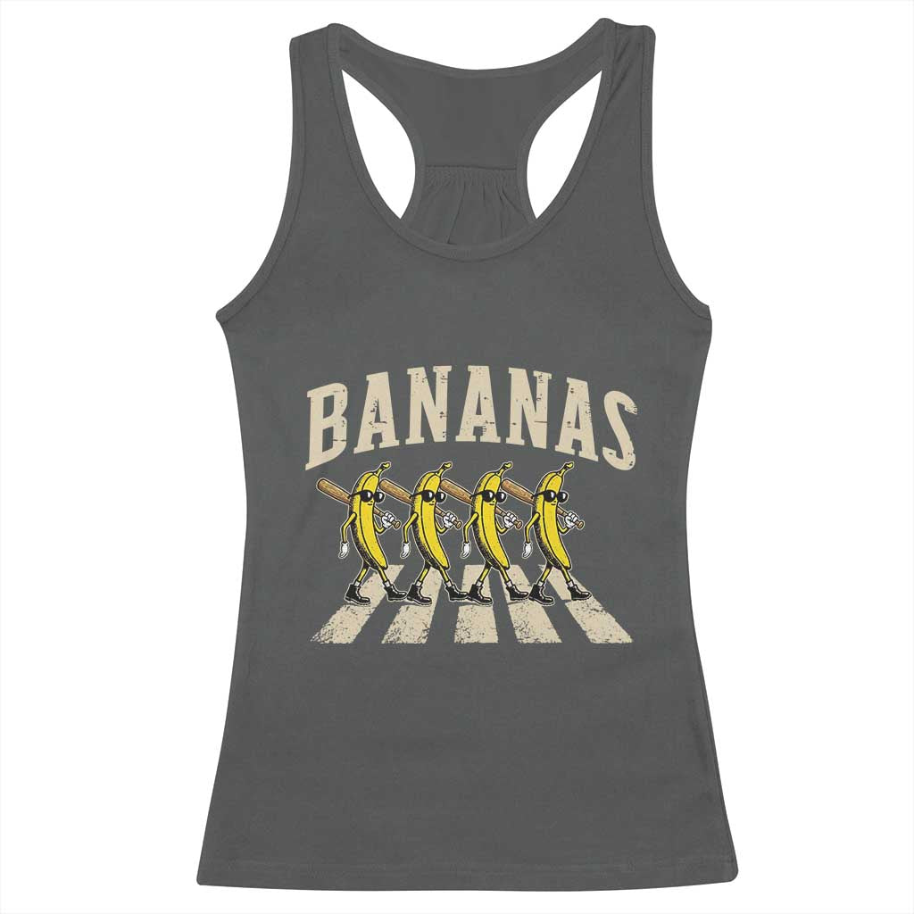 Retro Bananas Parody Racerback Tank Top Funny Baseball Player Gift TS12 Dark Heather Print Your Wear