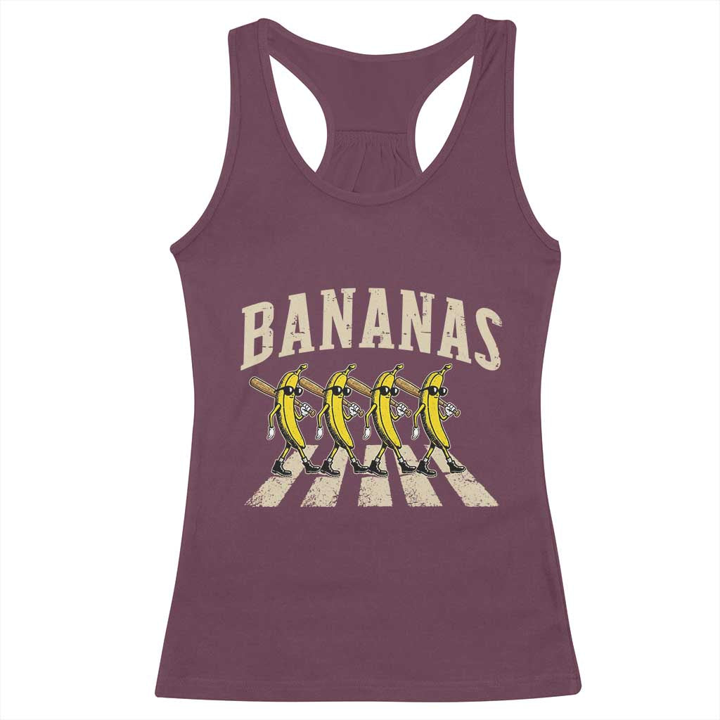 Retro Bananas Parody Racerback Tank Top Funny Baseball Player Gift TS12 Maroon Print Your Wear