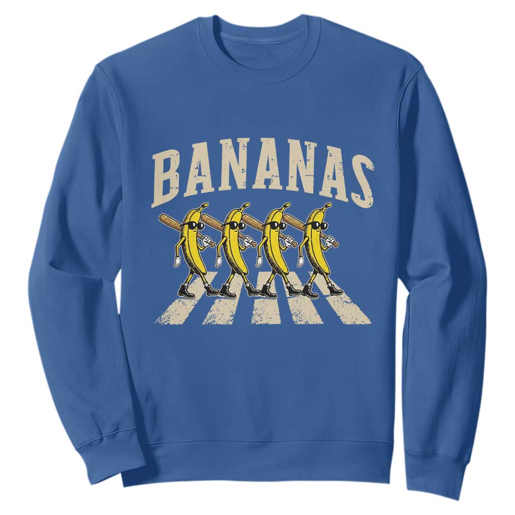 Retro Bananas Parody Sweatshirt Funny Baseball Player Gift TS12 Royal Blue Print Your Wear
