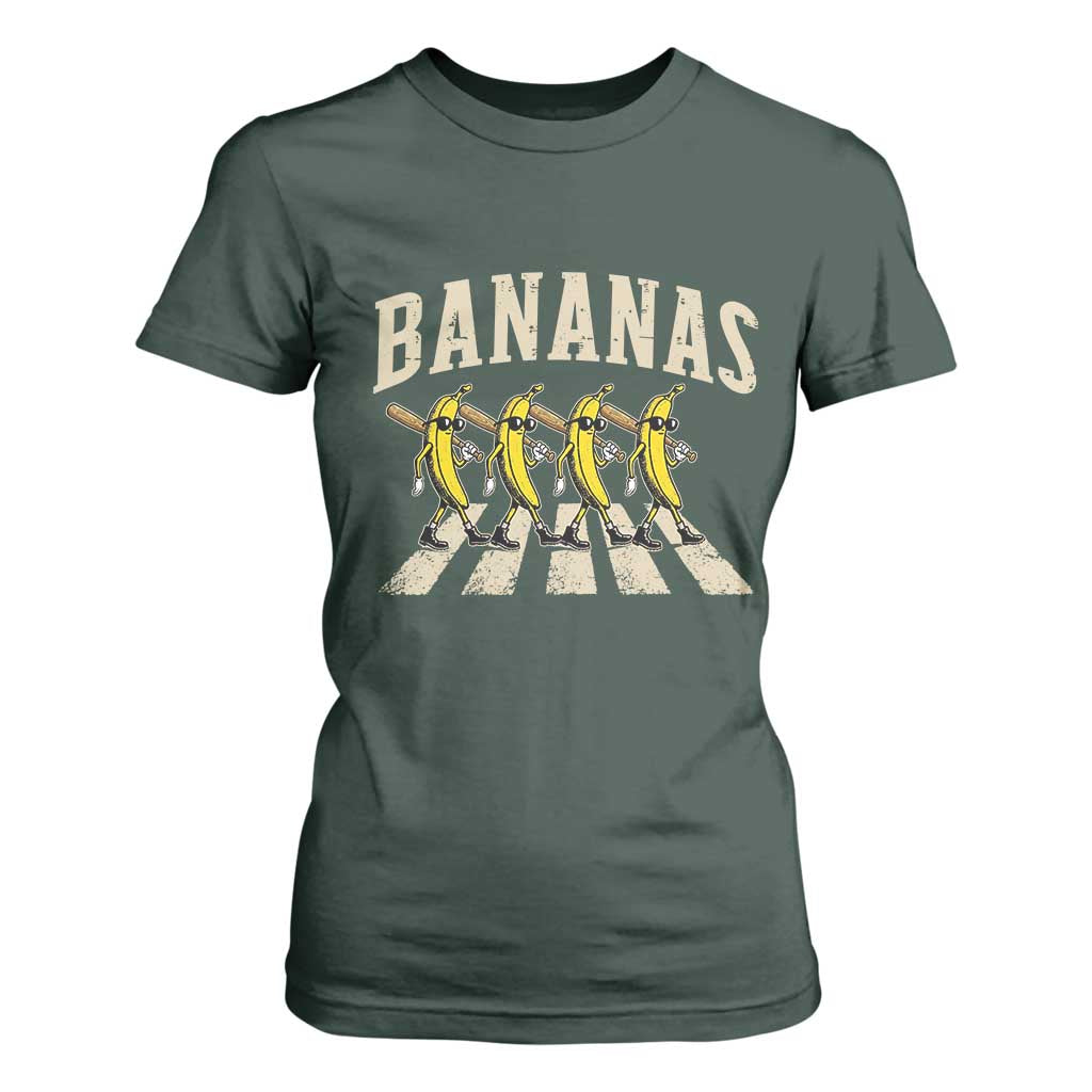 Retro Bananas Parody T Shirt For Women Funny Baseball Player Gift TS12 Dark Forest Green Print Your Wear