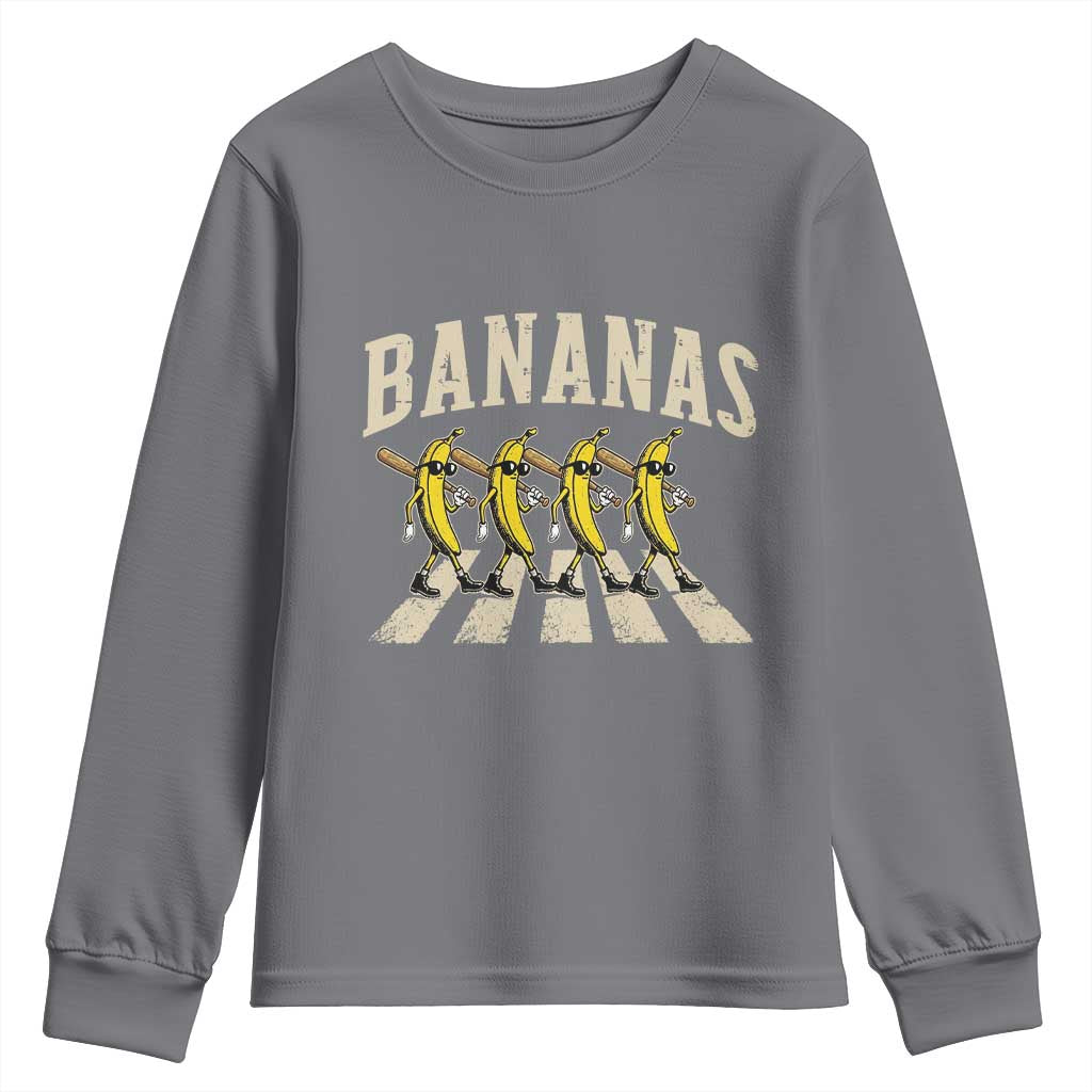 Retro Bananas Parody Youth Sweatshirt Funny Baseball Player Gift TS12 Charcoal Print Your Wear