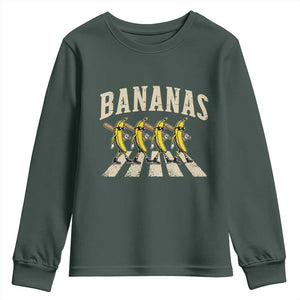 Retro Bananas Parody Youth Sweatshirt Funny Baseball Player Gift TS12 Dark Forest Green Print Your Wear
