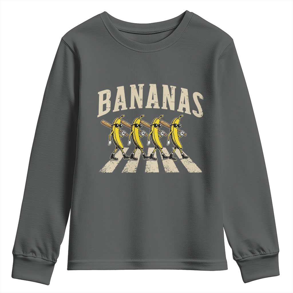 Retro Bananas Parody Youth Sweatshirt Funny Baseball Player Gift TS12 Dark Heather Print Your Wear