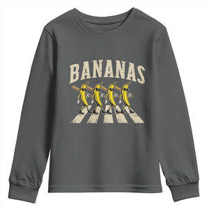 Retro Bananas Parody Youth Sweatshirt Funny Baseball Player Gift TS12 Dark Heather Print Your Wear