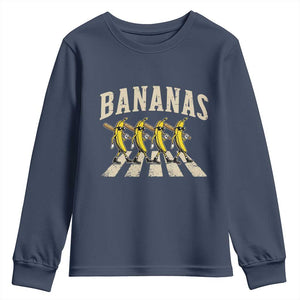 Retro Bananas Parody Youth Sweatshirt Funny Baseball Player Gift TS12 Navy Print Your Wear