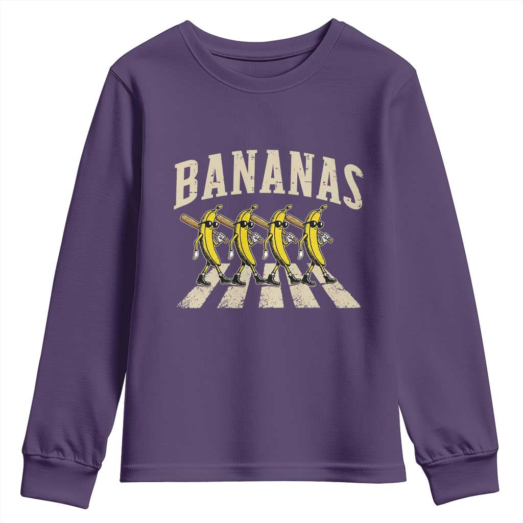 Retro Bananas Parody Youth Sweatshirt Funny Baseball Player Gift TS12 Purple Print Your Wear