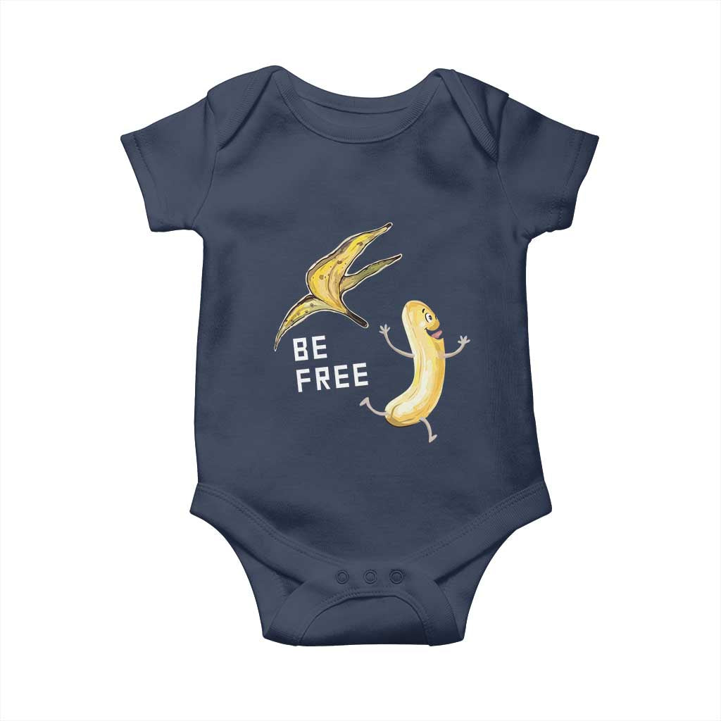 Funny Banana Striptease Be Free Graphic Baby Onesie TS12 Navy Print Your Wear