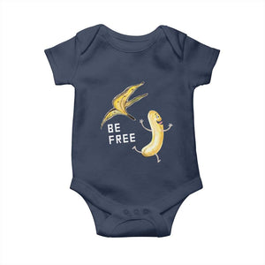 Funny Banana Striptease Be Free Graphic Baby Onesie TS12 Navy Print Your Wear