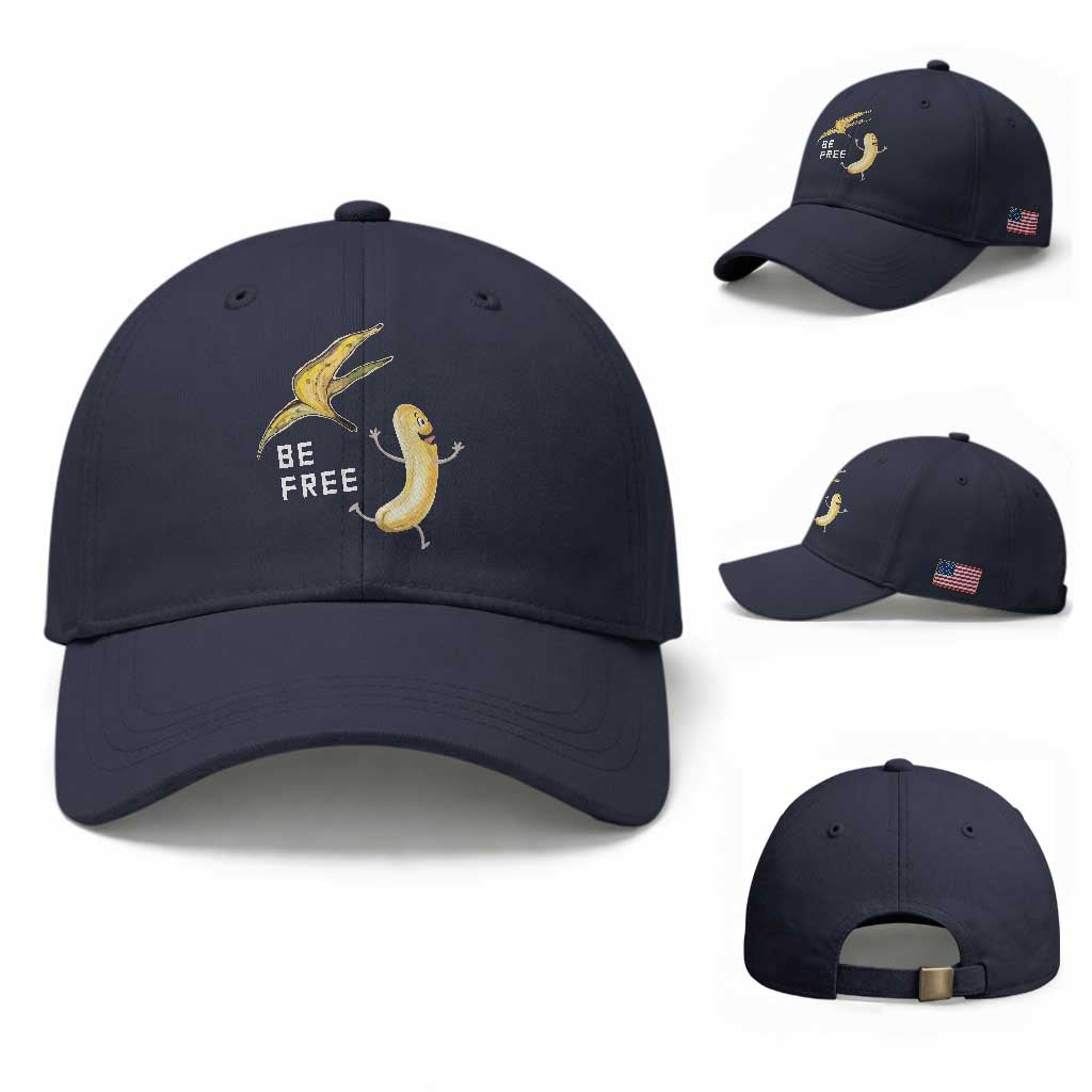Funny Banana Striptease Be Free Graphic Baseball Cap TS12 Baseball Cap Universal Fit Navy Print Your Wear