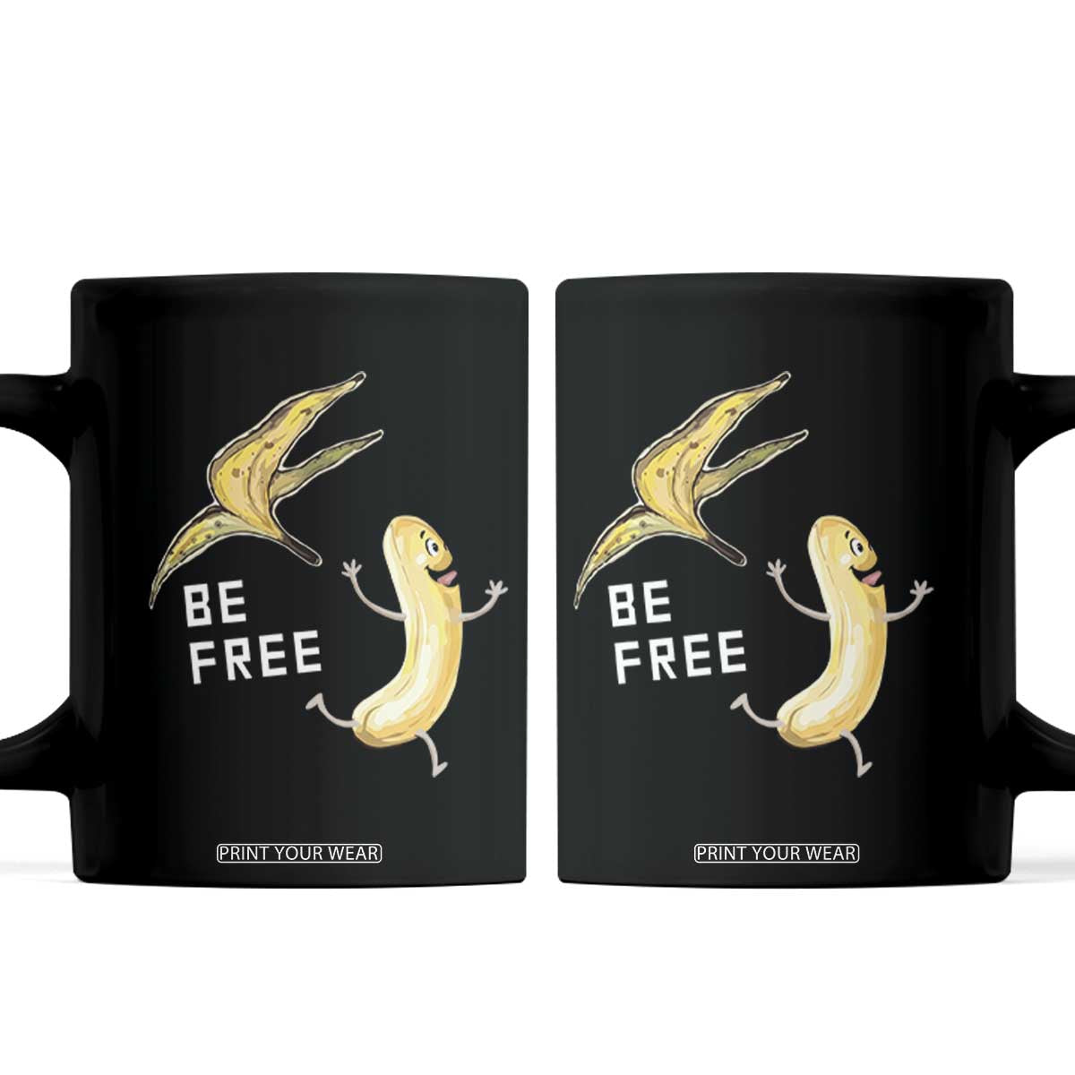 Funny Banana Striptease Be Free Graphic Coffee Mug TS12 Black Print Your Wear