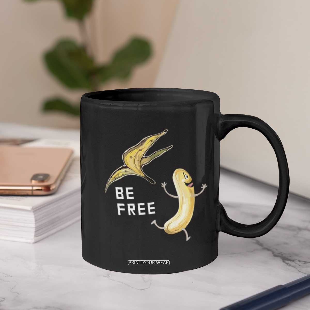 Funny Banana Striptease Be Free Graphic Coffee Mug TS12 Print Your Wear