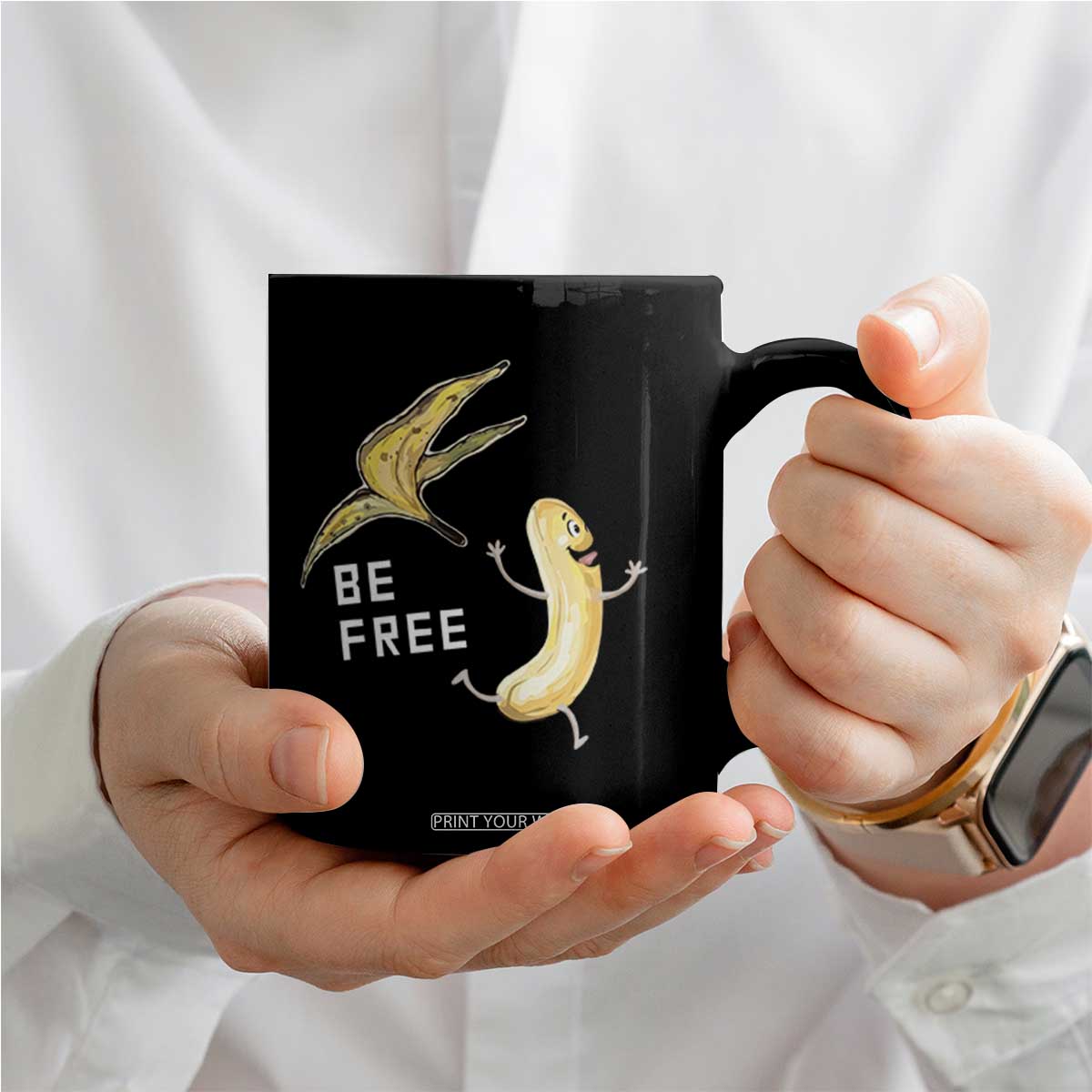 Funny Banana Striptease Be Free Graphic Coffee Mug TS12 Print Your Wear