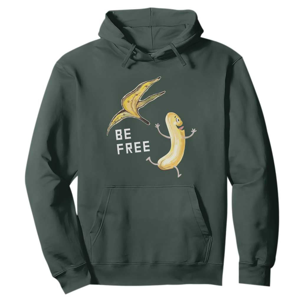 Funny Banana Striptease Be Free Graphic Hoodie TS12 Dark Forest Green Print Your Wear