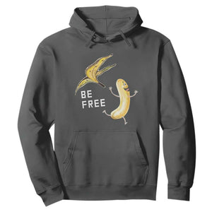 Funny Banana Striptease Be Free Graphic Hoodie TS12 Dark Heather Print Your Wear