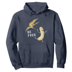Funny Banana Striptease Be Free Graphic Hoodie TS12 Navy Print Your Wear