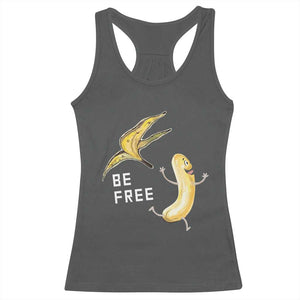 Funny Banana Striptease Be Free Graphic Racerback Tank Top TS12 Dark Heather Print Your Wear