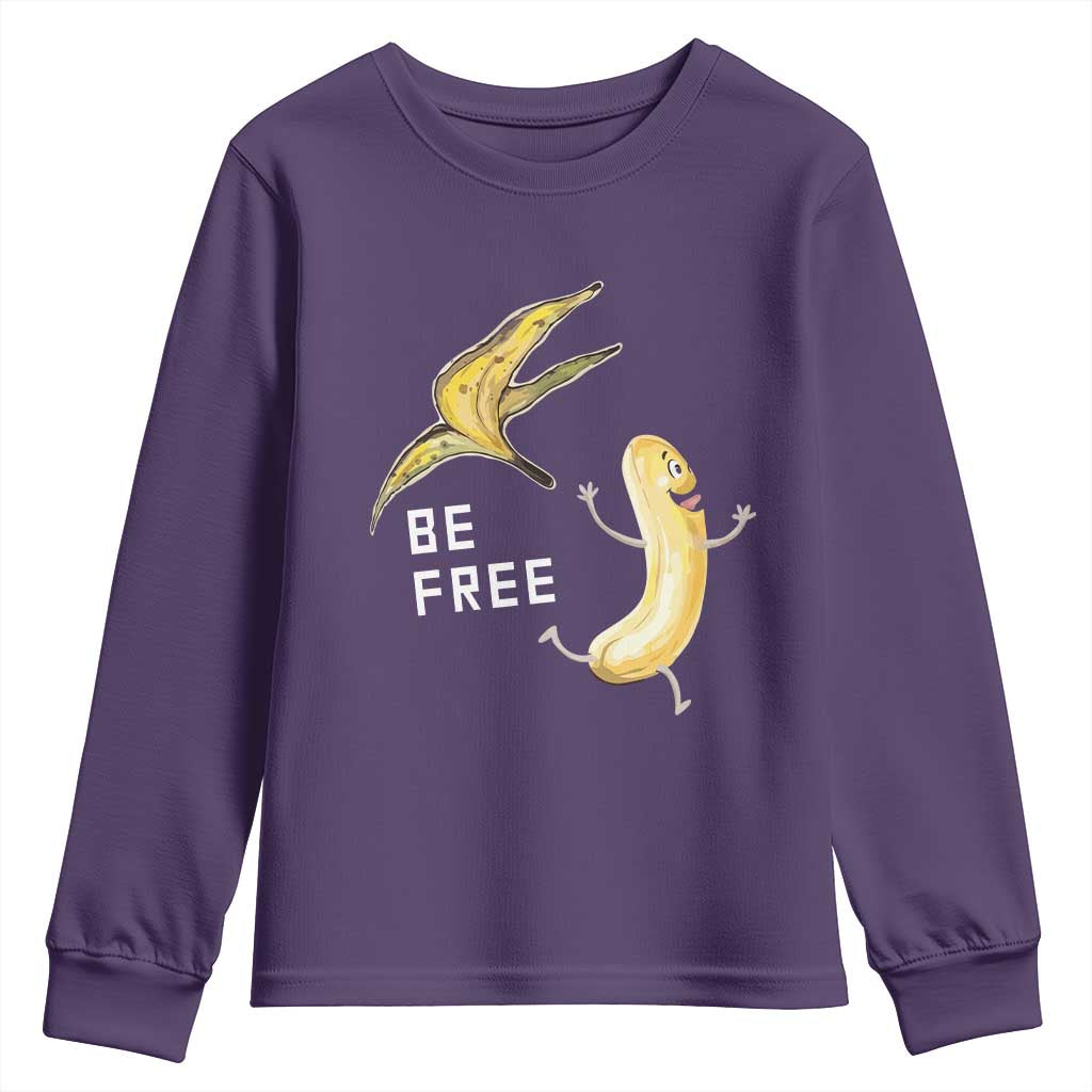 Funny Banana Striptease Be Free Graphic Youth Sweatshirt TS12 Purple Print Your Wear