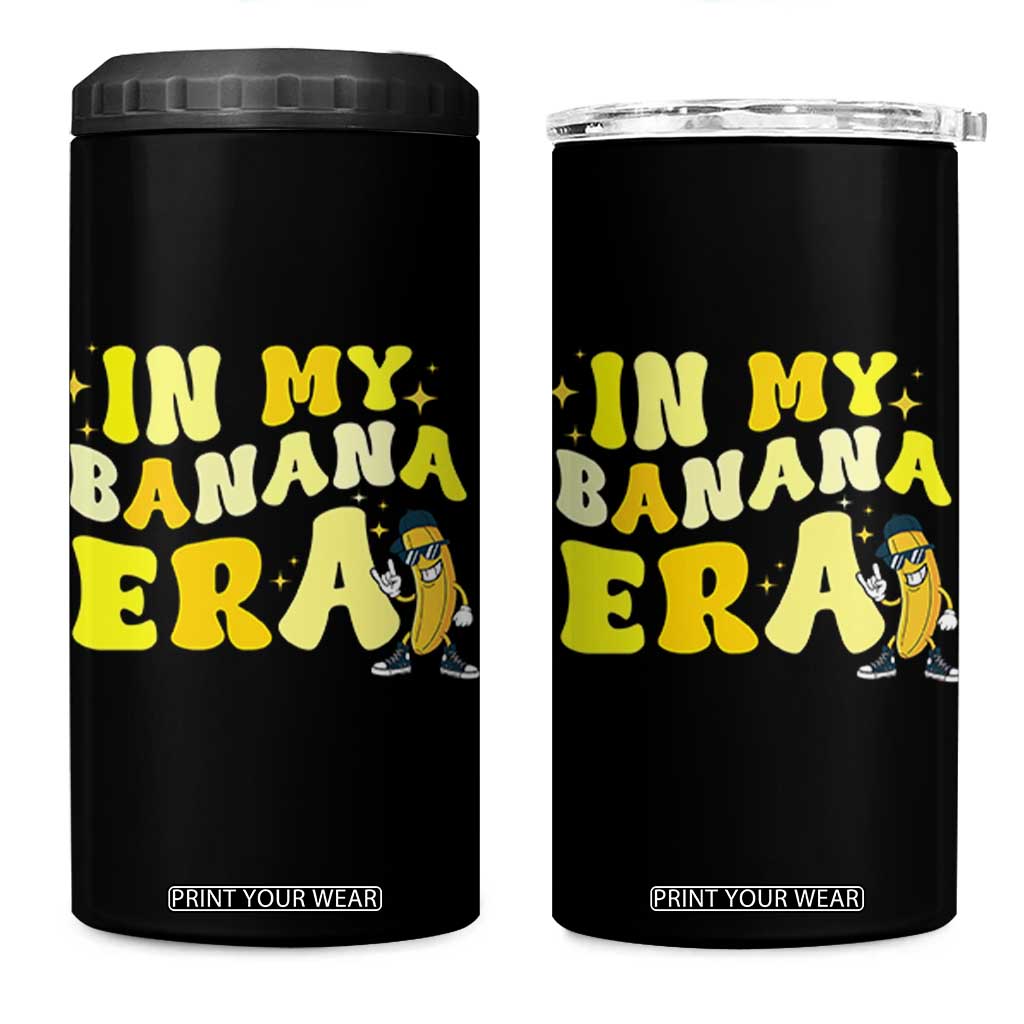 Funny In My Banana Era Graphic 4 in 1 Can Cooler Tumbler Retro Fruit Lover TS12 One Size: 16 oz Black Print Your Wear