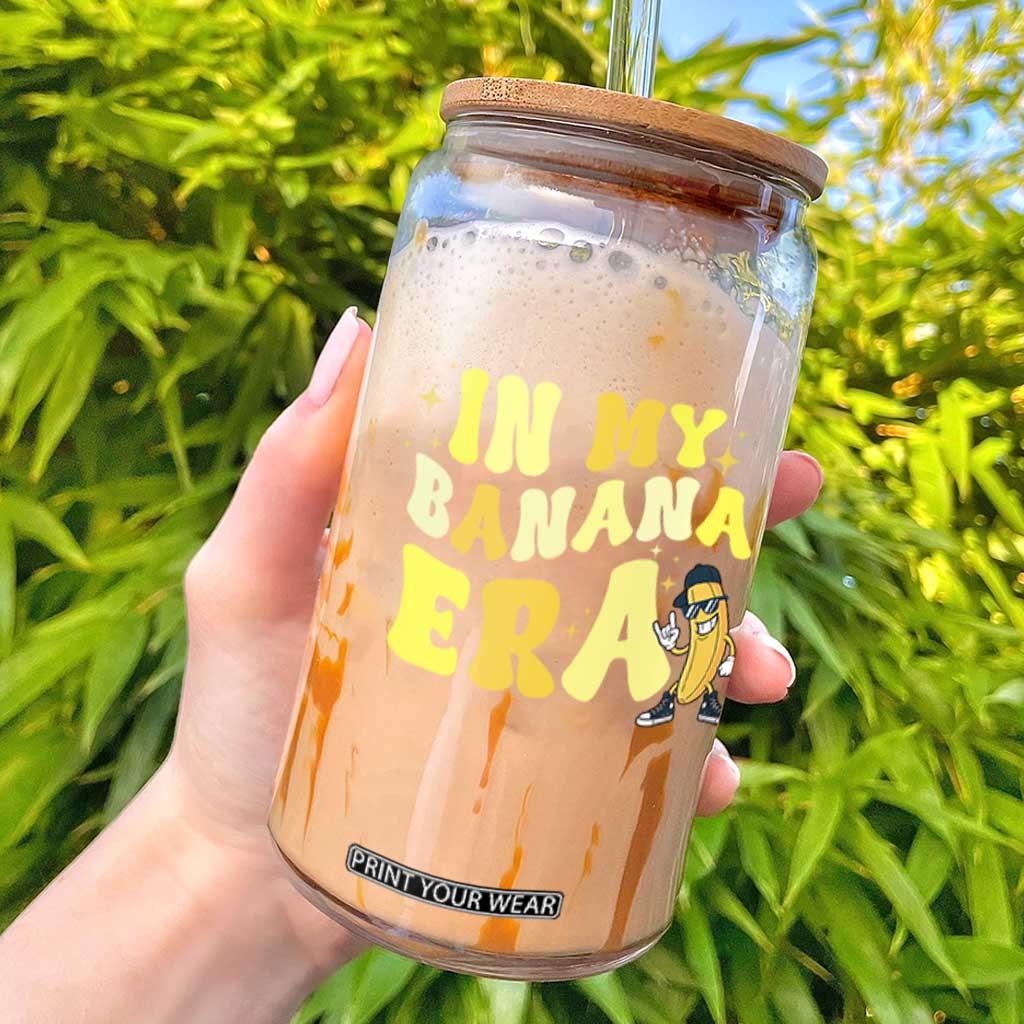 Funny In My Banana Era Graphic Glass Can Retro Fruit Lover TS12 Black Print Your Wear