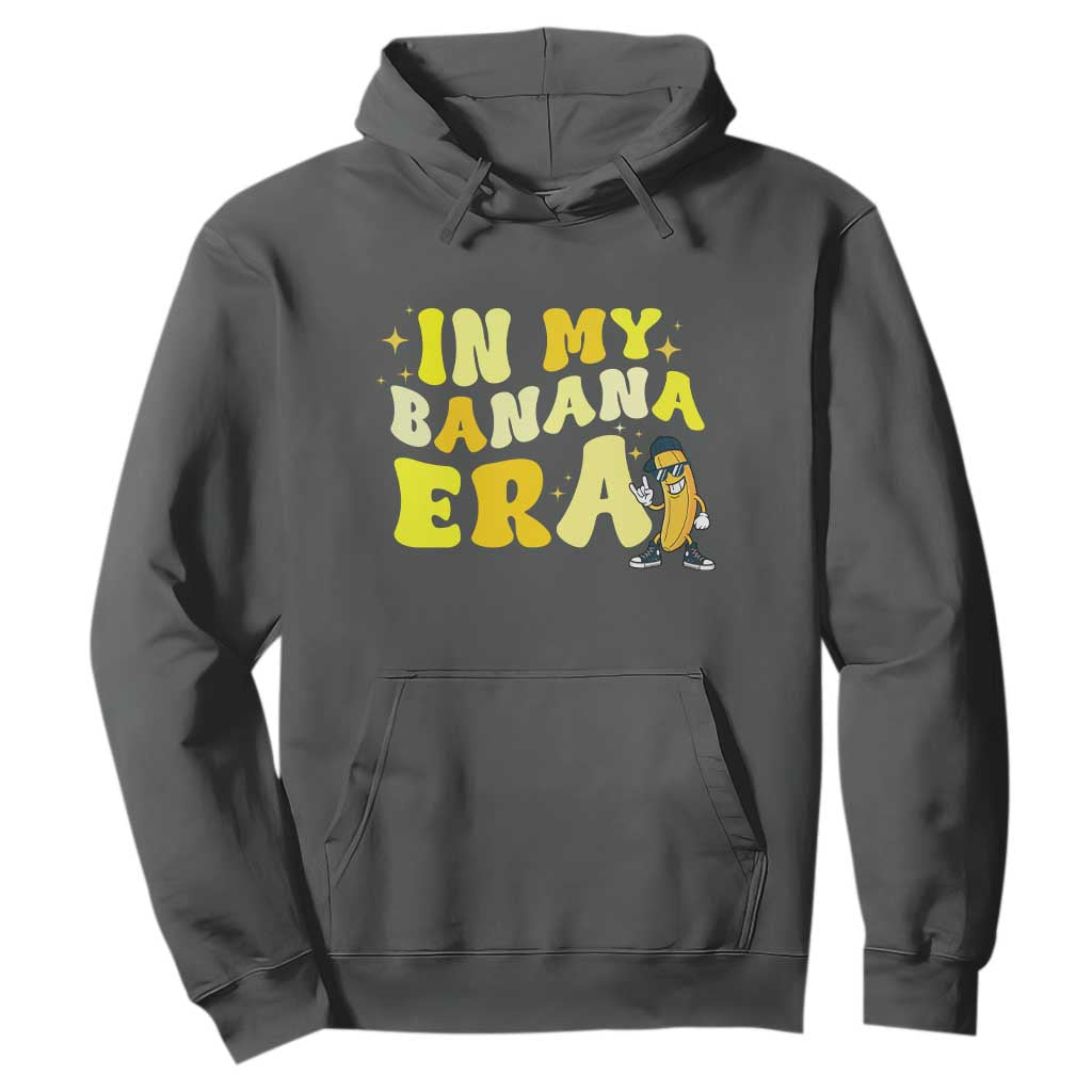 Funny In My Banana Era Graphic Hoodie Retro Fruit Lover TS12 Dark Heather Print Your Wear