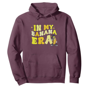 Funny In My Banana Era Graphic Hoodie Retro Fruit Lover TS12 Maroon Print Your Wear