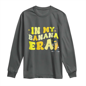 Funny In My Banana Era Graphic Long Sleeve Shirt Retro Fruit Lover TS12 Dark Heather Print Your Wear