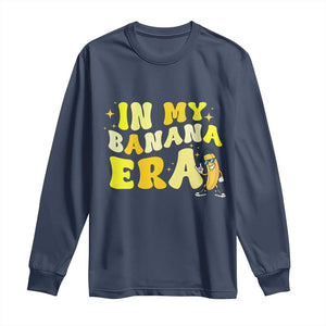 Funny In My Banana Era Graphic Long Sleeve Shirt Retro Fruit Lover TS12 Navy Print Your Wear