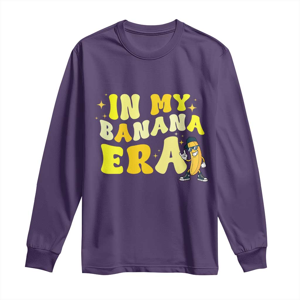 Funny In My Banana Era Graphic Long Sleeve Shirt Retro Fruit Lover TS12 Purple Print Your Wear