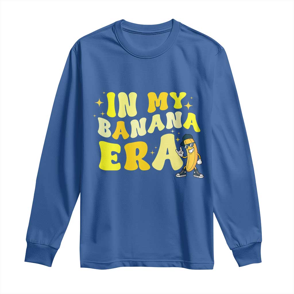 Funny In My Banana Era Graphic Long Sleeve Shirt Retro Fruit Lover TS12 Royal Blue Print Your Wear