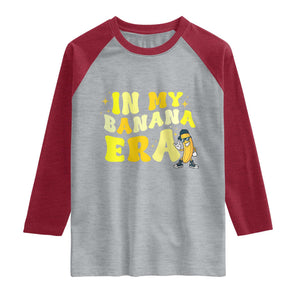 Funny In My Banana Era Graphic Raglan Shirt Retro Fruit Lover TS12 Heather Gray Heather Red Print Your Wear