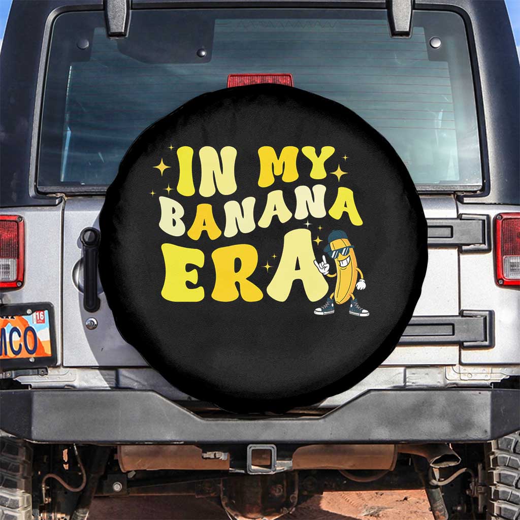 Funny In My Banana Era Graphic Spare Tire Cover Retro Fruit Lover TS12 No hole Black Print Your Wear
