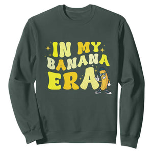 Funny In My Banana Era Graphic Sweatshirt Retro Fruit Lover TS12 Dark Forest Green Print Your Wear