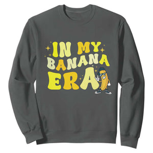 Funny In My Banana Era Graphic Sweatshirt Retro Fruit Lover TS12 Dark Heather Print Your Wear