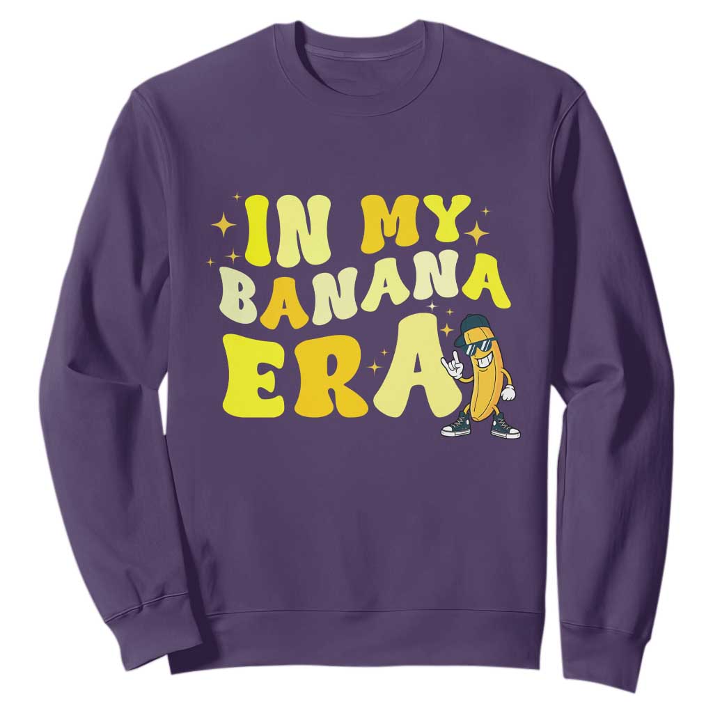 Funny In My Banana Era Graphic Sweatshirt Retro Fruit Lover TS12 Purple Print Your Wear