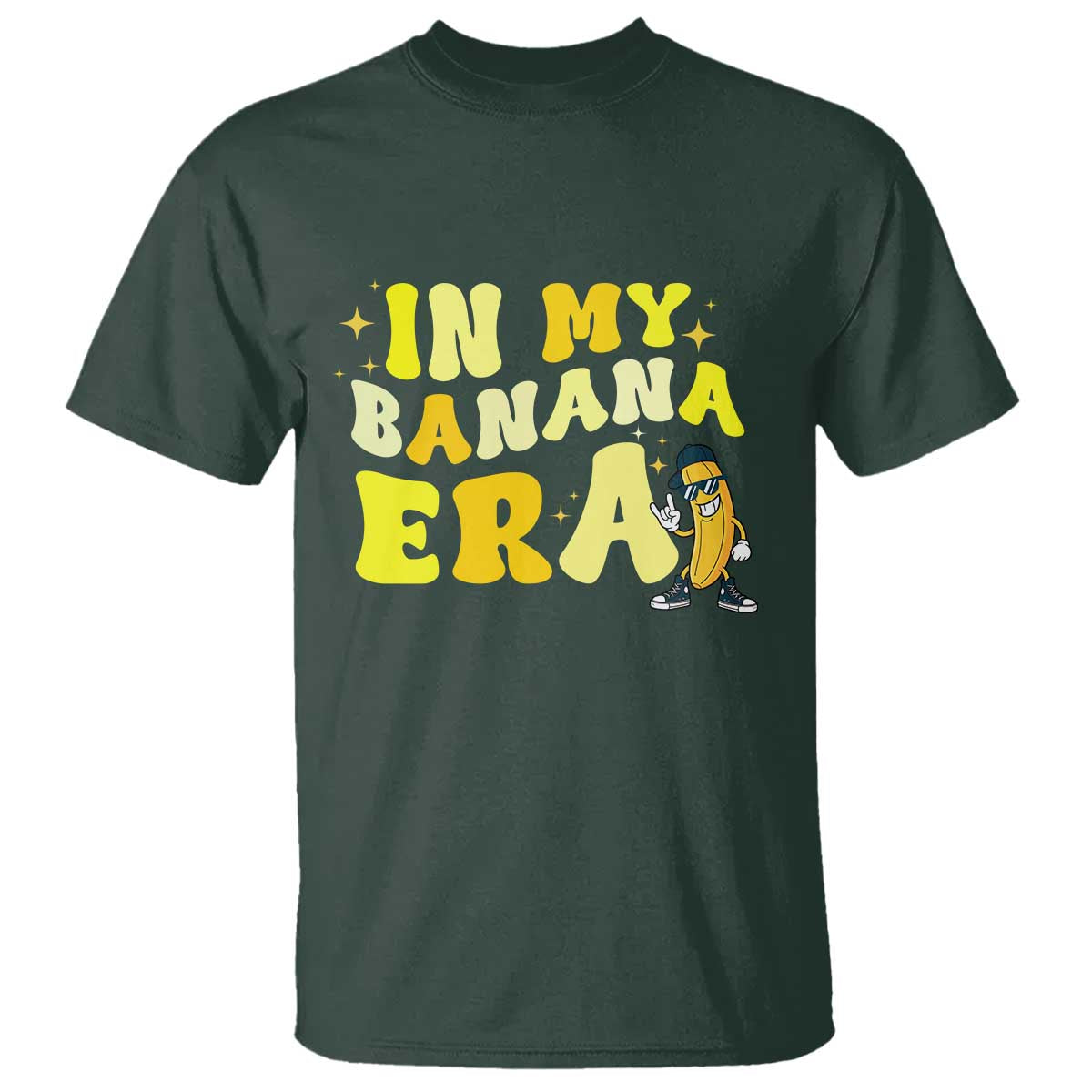 Funny In My Banana Era Graphic T Shirt Retro Fruit Lover TS12 Dark Forest Green Print Your Wear