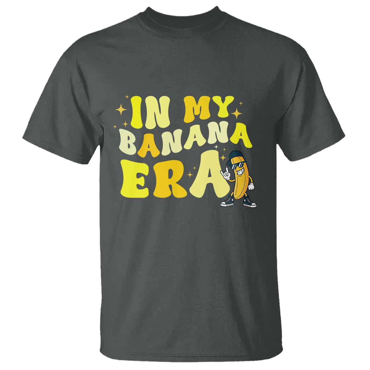 Funny In My Banana Era Graphic T Shirt Retro Fruit Lover TS12 Dark Heather Print Your Wear