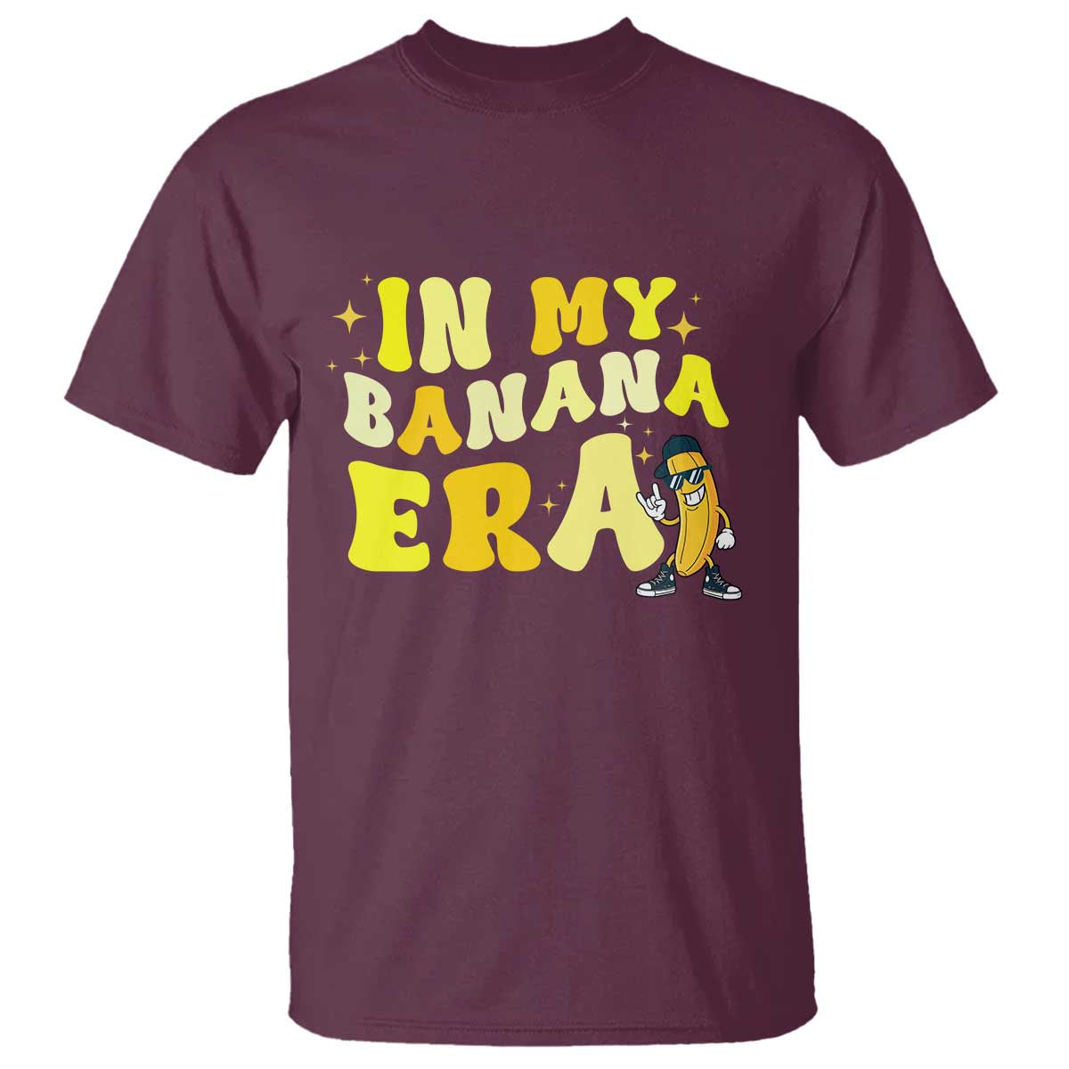 Funny In My Banana Era Graphic T Shirt Retro Fruit Lover TS12 Maroon Print Your Wear