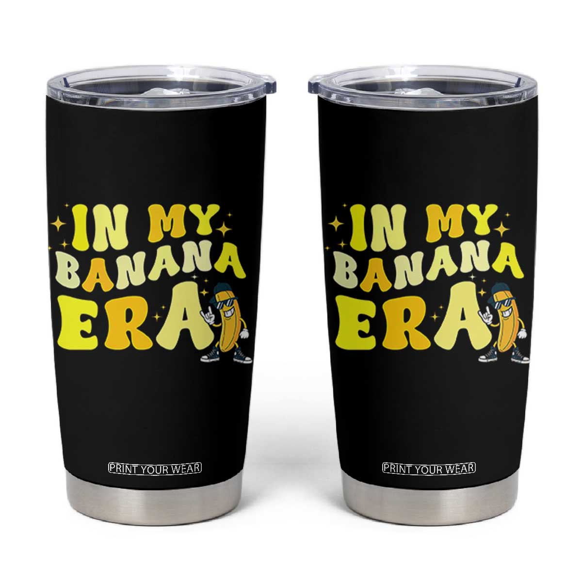 Funny In My Banana Era Graphic Tumbler Cup Retro Fruit Lover TS12 Black Print Your Wear