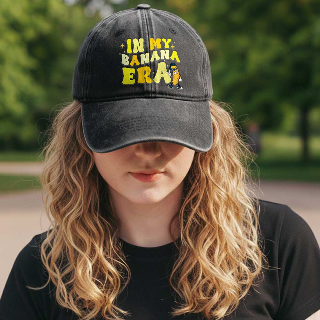 Funny In My Banana Era Graphic Washed Cotton Baseball Cap Retro Fruit Lover TS12 Print Your Wear