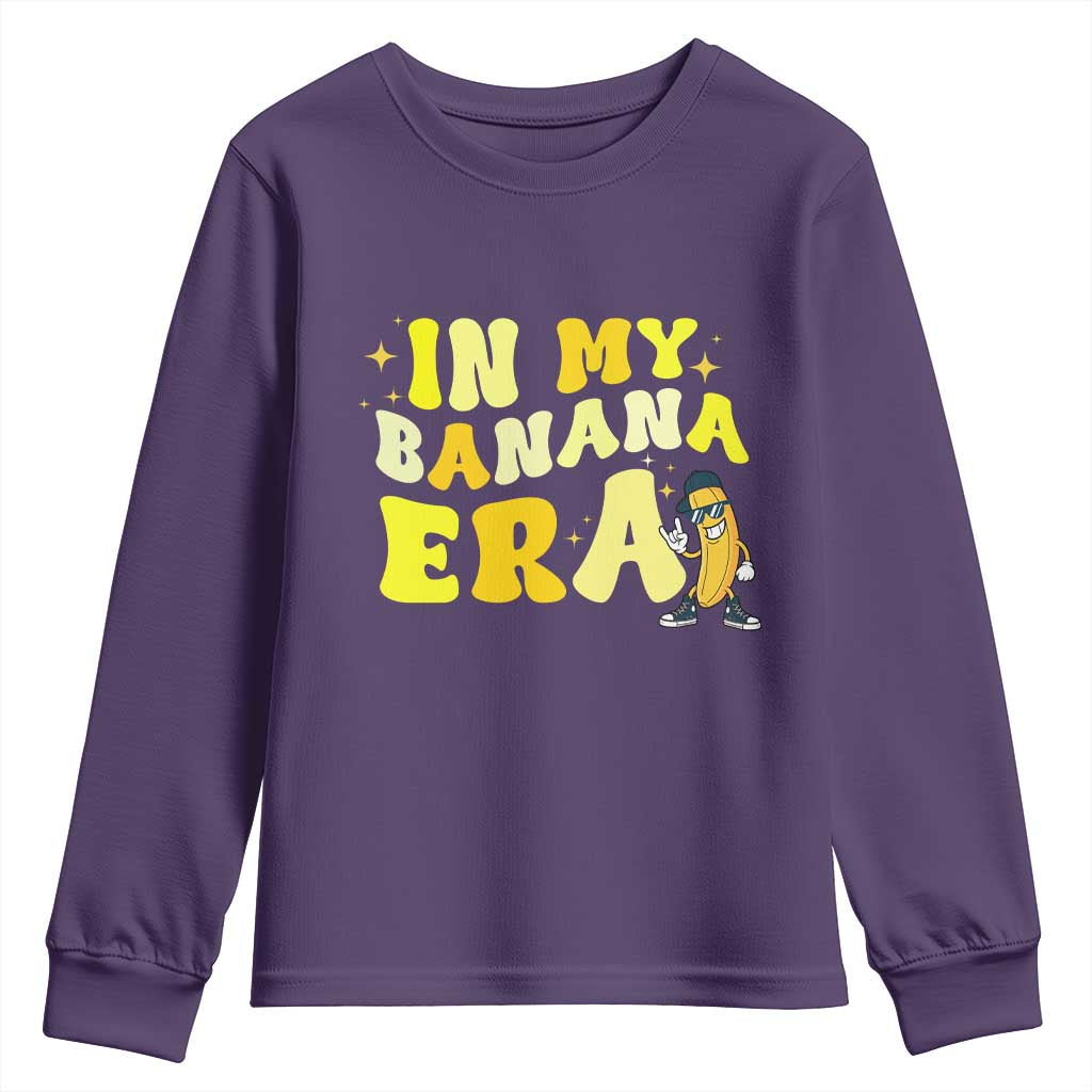 Funny In My Banana Era Graphic Youth Sweatshirt Retro Fruit Lover TS12 Purple Print Your Wear